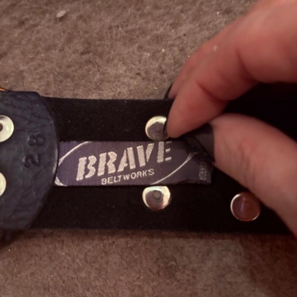 Brave leather Black & silver studded belt. - Picture 4 of 4
